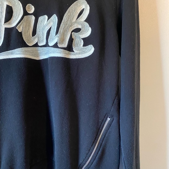 PINK Victoria’s Secret Black Crew Neck Size Small Zippers - Picture 2 of 6